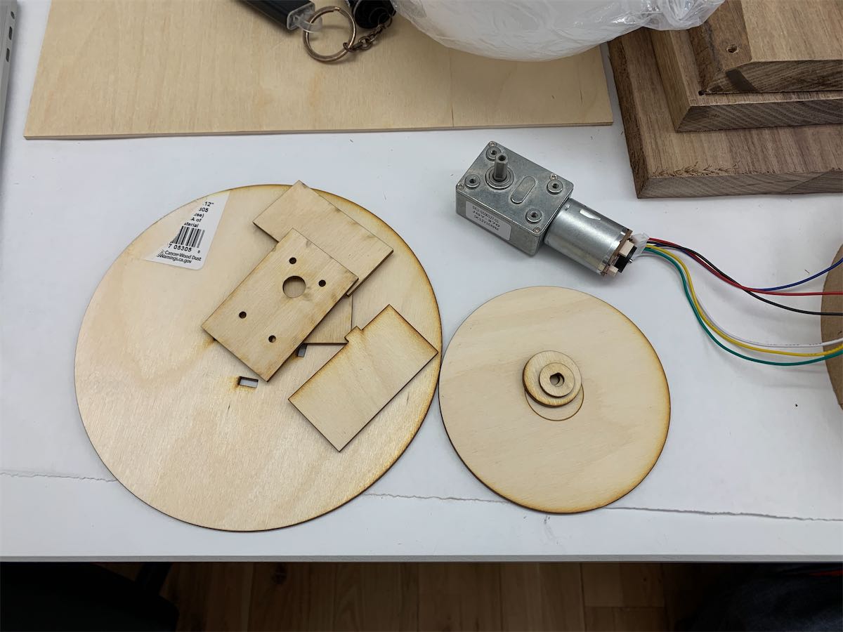 motor and part of laser-cut plywoods